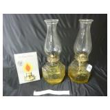 Set of 2 Lamplight Farms Oil Lamps w/ Extras