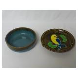 Vintage Bird Ashtray & Teal Bowl