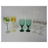 Lot of Stemware ~ Handpainted, Green & Christmas
