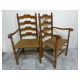 Set of 2 Ladder Back Rush Seat Chairs