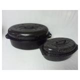 Lot of 2 Enameled Roasters / Roasting Pans