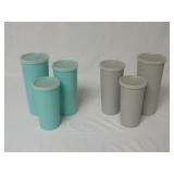 Gray & Teal Tupperware Tumblers w/ Lids ~ New