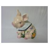 Mercuries Industries Pig w/ Butterflies Cookie Jar