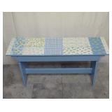 Painted Blue Flowered Bench