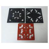 Lot of 3 Coated Metal Hot Plate Trivets