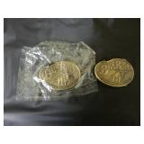 (2) Vintage Big Red Chewing Tobacco Belt Buckles