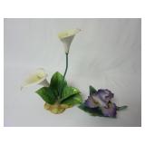 (2) Hand Painted Porcelain Flowers ~ Minor Chips