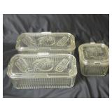 Set of 3 Vintage Federal Glass Refrigerator Dishes