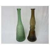 Set of 2 Vintage Glass Bottles ~ 13.5" Tall