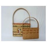 Lot of 2 Narrow Primitive Style Baskets