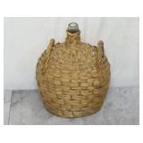Vintage Wicker Wrapped Glass Wine Bottle
