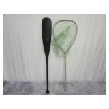 Fish Landing Net & Wood Boat Oar