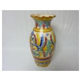 Vintage Hand Painted Terracotta Floor Vase
