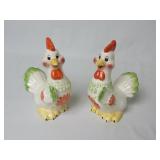 Set of 2 Ceramic Chickens w/ Flower Design