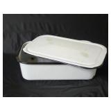 Vintage Enamel Refrigerator Box Storage Bin w/ Lid