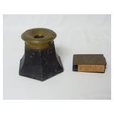 Vintage Nevasmok Brass Ashtray & Brass Matchkeeper
