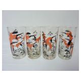 (4) Mid-Century Anchor Hocking Wild Geese Tumblers