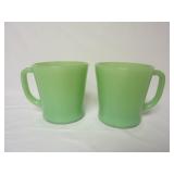 (2) Anchor Hocking Fire King Jadite Green Mugs
