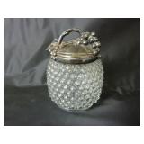 Vintage Jelly Jar / Jam Pot w/ Silver Plate Lid