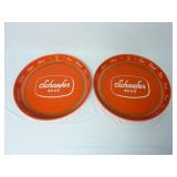 (2) Vintage Schafer Beer Advertising Serving Trays