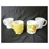 (4) Vintage Mugs ~ Fire King, Federal, Unmarked