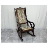 Vintage Wood & Tapestry Rocking Chair