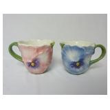 Set of Pansy Flower Coffee Tea Mugs