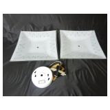 (2) Mid-Century Ceiling Light Square Glass Shades