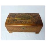 Vintage Carved Wood Jewelry Box