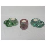 Set of 3 Glass Bunny Candle Holders