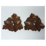 Set of 2 Vintage Syroco Wood Divided Leaf Bowls