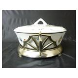 Vintage Royal Rochester Ohio Covered Dish w/ Stand