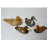 Lot of 4 Ducks ~ (1) is a Metal Trinket Dish