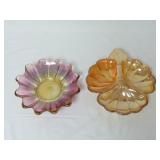 (2) Vintage Carnival Glass Dishes / Bowls