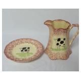 Molly Dallas Spatterware Folk Art Cow Pottery