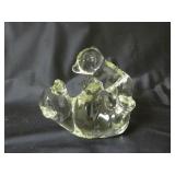Action International Bear & Cub Glass Paperweight