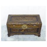 Chinese Carved Wood Footed Hope Chest Trunk