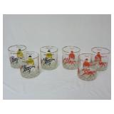 Vintage Horse Racing Rocks Glasses ~ Barware
