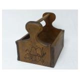 Wood Handled Box w/ Mushroom Design