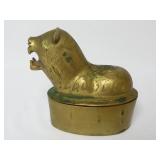 Vintage Brass Lion Covered Dish ~ Made in India