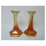 Pair of Vintage Carnival Glass Candlesticks