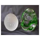 Art Glass & German Goebel Frosted Egg Paperweights