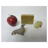 Lot of Stone & Marble Items ~ Apple Seal Pig & Box
