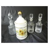 Vintage Ground Glass Stopper Bottles & Jar