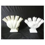 (2) Vintage Five Finger Tulip Flower Vases