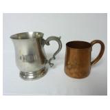 Solid Copper Mug & Williamsburg Stieff Pewter Mug