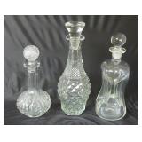 Lot of 3 Vintage Carafes & Decanters