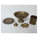 Lot of Brass Items ~ Pig, Bell, Compote & More