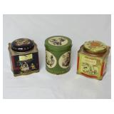 Lot of 3 Vintage Loose Tea Tins ~ Full