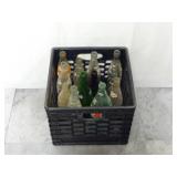Milk Crate of Vintage Soda Bottles